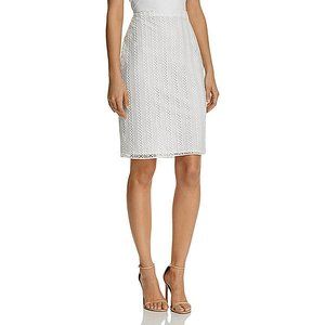 New AQUA Ivory White Lace Pencil Skirt XS Womens Lined Side Zip Overlay